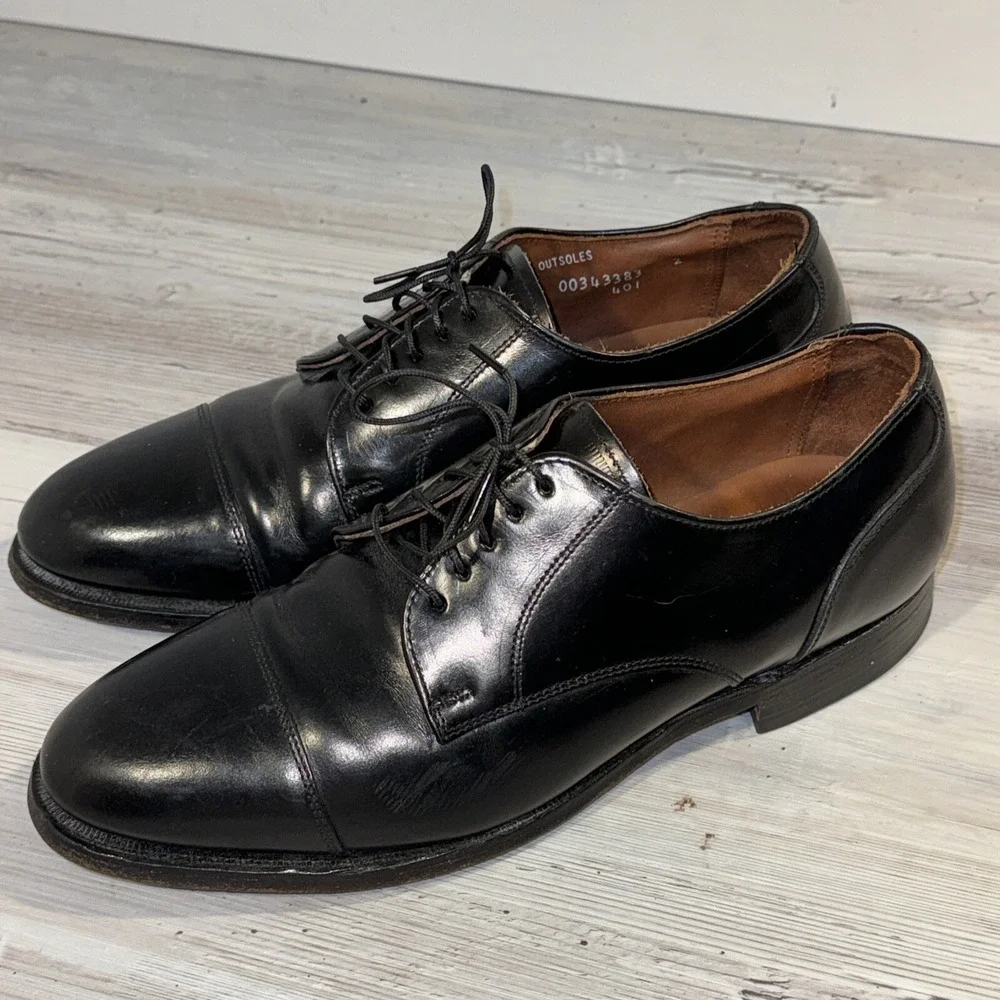 Nordstrom Sz US‎ 8 Black Leather Cap Toe Oxford Mens Shoes Made In USA